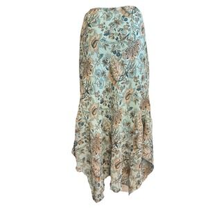 VTG Y2K Fairy Skirt Size M Floral Asymmetrical Hem Lined Light Blue Whimsical